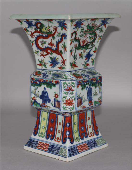 A Chinese Wucai dragon vase, Chenghua mark but later